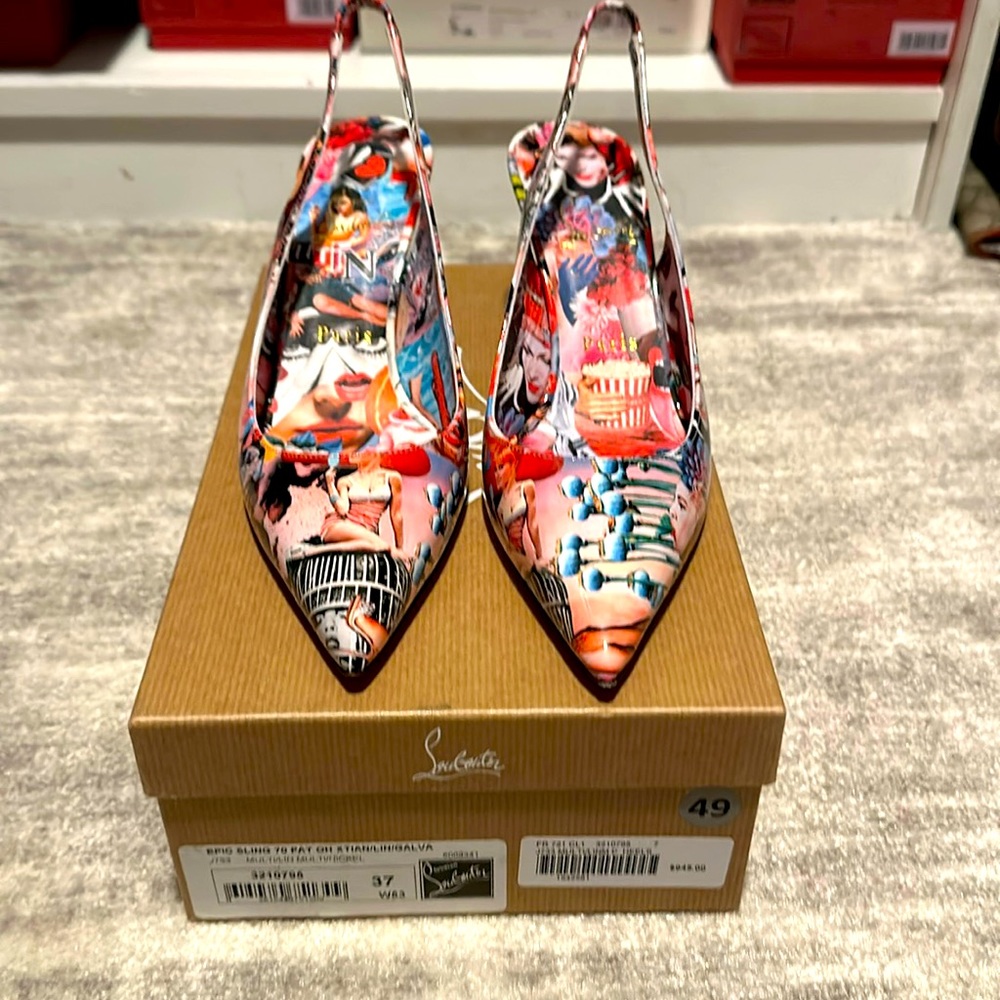 WORN ONCE Christian Louboutin Slingback patent leather heels, size 7!